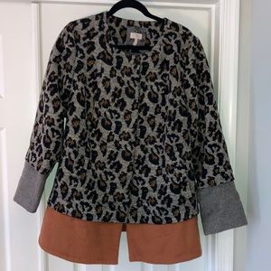 Mixed print leopard sweater coat by Lori Goldstein